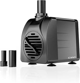AC Infinity 150 GPH Submersible Water Pump (568 L/H, 8W), Ultra Quiet Fountain Pump with 3 ft. High Lift, 5 ft. Power Cord, for Fish Tanks, Aquariums, Fountains, Statuaries, Ponds, Pools, Hydroponics