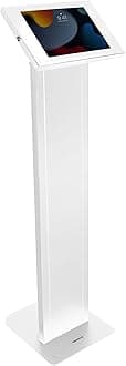 Mount-It! Anti-Theft Tablet Floor Stand Kiosk, Commercial Floor Kiosk with Universal Enclosure, Locking Tablet Stand for iPad Gen 7–11 (A16), Pro & Air, 10.2" & 10.9", White