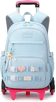 Girls Rolling Backpack Wheeled Backpack for Boys Trolley School Bags Kids Luggage Roller Backpack with 6 Wheels