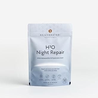 Rejuvenated H3O Night Repair - Antioxidants, Vitamins & Hyaluronic Acid Blend for Skin Hydration & Repair During Sleep with Astaxanthin & Hyaluronic Acid (30 Capsules)