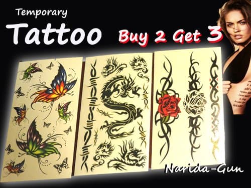 Cool Pattern Temporary Tattoo Stick 3 Packs