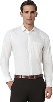 Peter EnglandMen's Cotton Slim Fit Ditsy Printed Full Sleeve Shirt