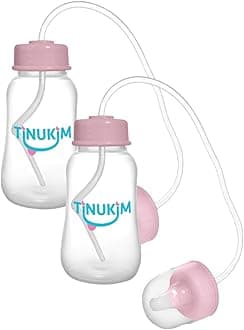 iFeed 4 Ounce Self Feeding Baby Bottle with Tube - Handless Anti-Colic Nursing System, Pink - 2-Pack