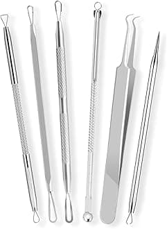 6 Pcs Blackhead Remover Tools 410 Grade Stainless Steel | Pimple Popper Tool Kit | Stainless Steel Professional Pimple Extractor Tool Kit for Blackheads, Comdone, Acne, Zit, and Whiteheads
