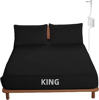 OKOHEY Grounding Fitted Sheets with 15ft Earthing Cord, King Size, 90% Organic Cotton + 10% Silver Fiber, Soft & Breathable Grounded Sheet for Better Sleep and Enhanced Wellness, Black