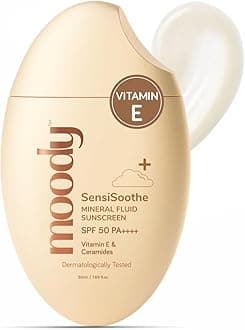 SensiSoothe Mineral Brightening Sunscreen Serum with Ceramides & Rice | Sunscreen for All Skin Types with SPF 50 PA++++ | No White Cast, & Non-Comedogenic Sunscreen Dermatologist Tested-50ML