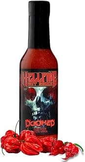 Hellfire Doomed Hot Sauce, Hottest Sauce in the World, Spiked with 6.66 Million SHU Natural Pepper Extract, Lab tested at 2.79 Million SHUs for an EXTREME HEAT Experience, 5 oz.