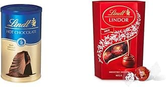 Hot Chocolate, 300g & Lindor Milk Chocolate Truffles Box - Approx 16 balls, 200g - Chocolate Truffles with a Smooth Melting Filling - For Him or Her for Valentines Day