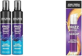 John Frieda Frizz Ease Curly Hair Reviver Mousse for Enhanced Curls and Soft Flexible Hold, with Nourishing Hair Oil and Hair Serum for Frizz Control