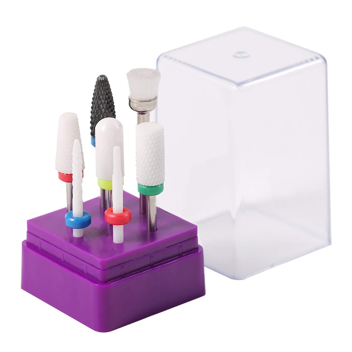 Nail Drill Bits Set, NATPLUS Ceramic Nail Bits 7 Pcs for Strong Durable No Heat Cuticle Clean and Gel Nail Remove Nail Drill Machine Efile Bits Set 3/32