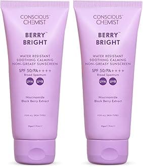 Conscious Chemist® Sunscreen SPF 50 PA++++ | 100g | Sunscreen for Oily Skin, Gel Sunscreen, Niacinamide with Black Berry Extract, Lightweight, Water Resistant, All Skin Types - Berry Bright