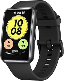 HUAWEIWATCH FIT Smartwatch with Slim Body, 1.64” Vivid AMOLED Display, Quick-Workout Animations, 10 Days Battery Life, Oxygen Saturation Detection, Heart Rate Monitoring, Graphite Black