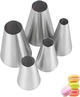 Large Round Piping Nozzles,Piping Nozzle Set for Macarons,Round Frosting Tips Cream Icing Nozzles for Cupcakes Cookies Cake Baking Supplies,5 Pcs