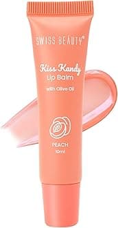 Kiss Kandy Tinted Lip Balm | Moisturising Non-Sticky Formula with Olive Oil & Vitamin E | Soft, Smooth & Hydrated Lips All Day | Peach, 10ml