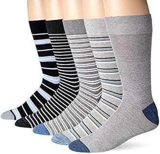 Amazon EssentialsMens Comfortable Patterned Dress Socks, 5 Pairs
