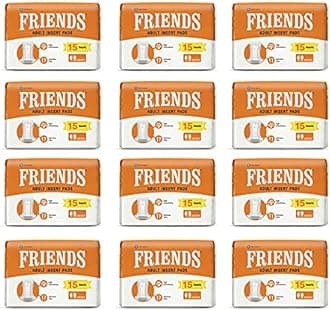FRIENDS Unisex Disposable Adult Insert Pads - Pack of 12 (Each Pack 15 Pcs)