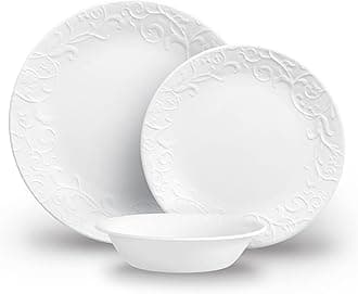 Corelle Vitrelle Glass Dinnerware, 12pc Set, New York White