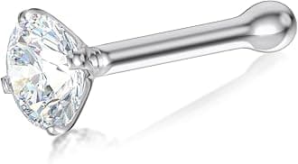 EternalDiaIGI Certified 14K Gold Diamond Nose Studs for Women Men | 20 Gauge Ball Diamond Nose Rings | 1.5mm to 3 mm Nose Piercing Studs | Body Piercing Jewelry in I-J Color, I2-I3 Clarity