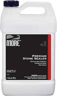 More Premium Stone Sealer - Water-Based Protectant - Granite, Marble, Concrete & Grout Sealer - for Indoor & Outdoor Use - Protects Against Oil, Water-Based Stains - Unscented - Gallon (128oz)