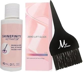 Shinefinity Zero Lift Glaze 06/43 Dark Blonde Red Gold Demi-Permanent Hair Color 2 Ounce, Shinefinity Activator 2 oz and M Hair Designs Tint Brush (Bundle)