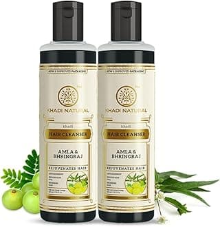 Khadi Natural Amla & Bhringraj Hair Shampoo | Hair Cleanser with Natural Ingredients | Anti-Dandruff Shampoo | Anti-Hair Fall Shampoo | Shampoo for Nourishing Hair| Suitable for All Hair Types, 210 ml (Pack of 2)