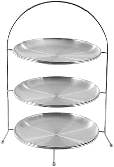 1set 3 Tiers Stainless Steel Cupcake Stand Cake Display Stand Reusable Circular Cake Stand for Afternoon Tea Party Decorations