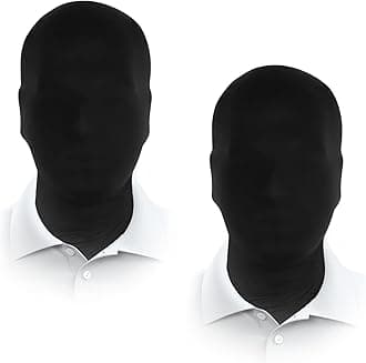 JEGERMIG 2 Pieces Black Full Face Mask - Halloween Spandex Adult Hood, Breathable Comfortable Faceless Morph Head Cloth