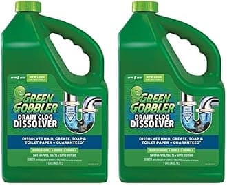 Green Gobbler Drain Clog Remover | Toilet Clog Remover | Dissolve Hair & Organic Materials from Clogged Toilets, Sinks and Drains | Drain Cleaner and Opener, 128 oz (Pack of 2)