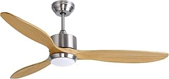 – 60 Inch Indoor Outdoor Solid Wood Ceiling Fan with Light and Remote, 6 Speed Quiet DC Motor 3 Blade Propeller Smart Ceiling Fans