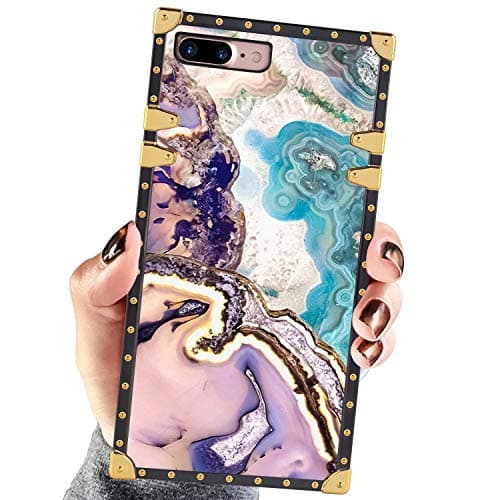 Square Case Compatible iPhone 7 Plus iPhone 8 Plus Case Blue Marble Luxury Elegant Soft Shock Protection Case Cover Compatible iPhone 7 Plus/8 Plus 5.5 Inch