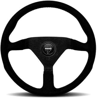 MOMO Motorsport Montecarlo Alcantara Street Steering Wheel Black Alcantara Grip, Brushed Anodized Spoke, BK Stitch 320mm