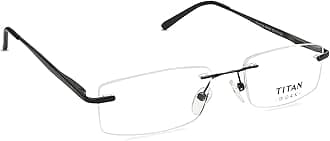 Titan Black Rectangle Rimless Eyeglasses For Men