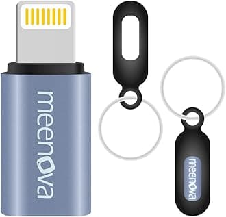 Meenoa 30W USB-C to Lightning Adapter with Keychain Rubber Holder for iPhone 14/13/12/11, PD Fast Charging Adaptor, USB-C to Lightning Cable Adapter for Apple AirPods Pro, iPod