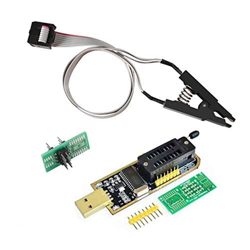 SOIC8 SOP8 Flash Chip IC Test Clips Socket Adpter Programmer BIOS + CH341A 24 25 Series for EEPROM Flash BIOS USB Programmer Module (Single Clip + USB)