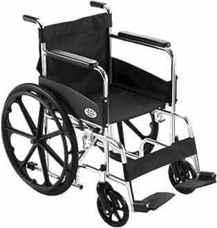 VMS Careline Comfort Pneumatic Wheel Regular Folding Manual Wheelchair with Safety Belt (Spoke Wheels) - Black