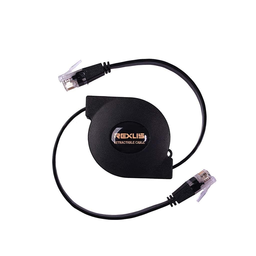 REXUS Retractable Cat 6 Flat Ethernet Network Cable 3.3 FT,10 Gigabit High Speed LAN Wires Internet Patch Cable with RJ45 Connector for Xbox,PS4,Router, Modem,Gaming(C6R10)