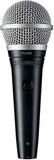 Shure PGA48 Dynamic Microphone - Handheld Mic for Vocals with Cardioid Pick-up Pattern, Discrete On/Off Switch, 3-pin XLR Connector, Stand Adapter and Zipper Pouch, No Cable (PGA48-LC)