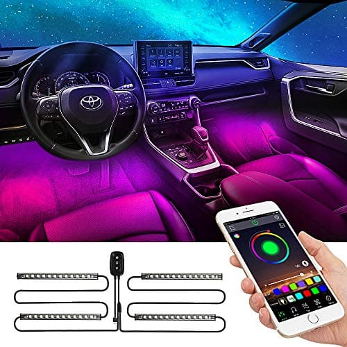 synmixx Interior Car Led Strip Lights - APP Controller Lighting Kits Multi-Color Music Car Strip Light with Sound Active Function and Remote Controller