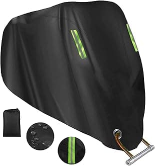 Motorcycle Cover All Season,Universal Weather Durable Quality Waterproof Sun Outdoor Protection Scooter Shelter Tear Proof Night Reflective & Lock-Holes Storage Bag Fits up to 104" Motorcycle