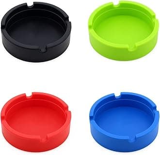 PmLwakiR 4 Pcs Colorful Silicone Ashtray, Won't Break-Silicone Rubber Nonstick Ashtray Stylish Heat Resistant Ashtray for Home Office Restaurant (4 Colors), caise4-2