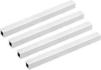 uxcell 6063 Aluminum Square Tube, 15mmx15mmx1.5mm Wall Thickness 200mm Length Seamless Straight Pipe Tubing 4 Pcs