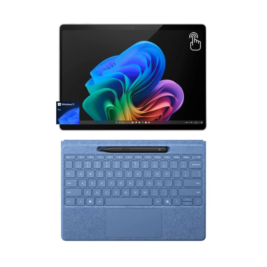 Microsoft Surface Pro 11 Bundle, 2-in-1 Tablet with Sapphire Flex Keyboard and Slim Pen, Copilot+ PC, 13" Touchscreen OLED, Snapdragon X Elite (12 Core), 16GB RAM, 1TB SSD, Windows 11 Pro, Platinum