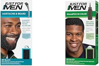 Mustache & Beard & Shampoo-In Color (Formerly Original Formula), Mens Hair Color with Keratin and Vitamin E for Stronger Hair - Jet Black, H-60, Pack of 1