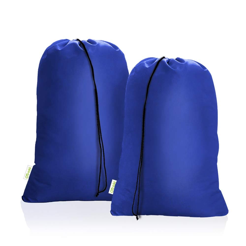 OTraki Extra Large Laundry Bag 2 Pack XL Drawstring Laundry Bag 28 x 45 inch Heavy Duty Laundry Bag Blue Clothes Organizer Washable Storage Hamper for Camp Home Dorm Hotel Laundromat Basket