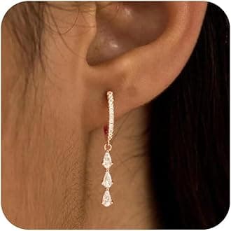 Gold Dangle Earrings for Women,Prom Jewelry Dainty Earring 14K Gold Plated Drop Earrings for Women Trendy Hypoallergenic CZ Dangling Earring