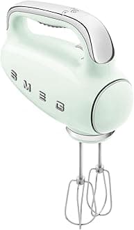 HMF01PGUK Hand Mixer with Turbo Function, 3 Attachments, LED Display, Retro 50's Style, 250W, Pastel Green