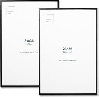 Opposite Wall - 24x36 in - Black Solid Oak Wood Picture Frame - Lightweight, Versatile & Shatterproof - Large Wall Hanging Photo or Poster Frame - Wall Decor for Office, Gallery & Home - 2 Pack