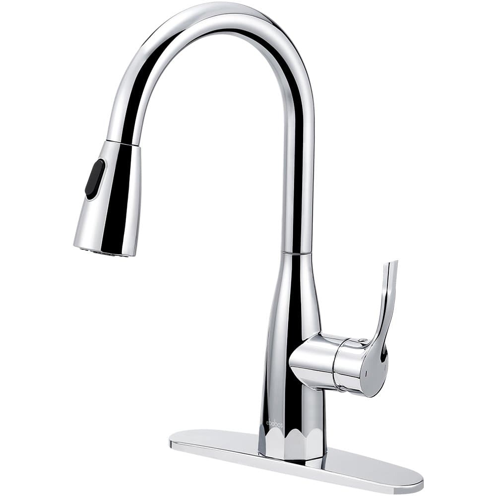 BOHARERS Kitchen Faucet with Sprayer - Single Handle Pull Down Sprayer Stainless Steel Spot Resist, Polished Chrome