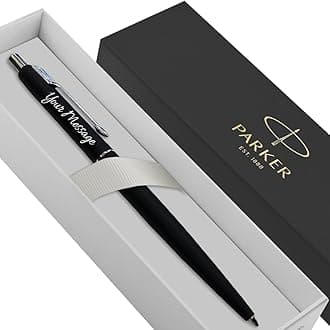 – Parker Classic Slimline Ballpoint Personalised Pen In Classy Gift Box Ideal Valentine's day Birthday or Fathers Day Gift Perfect Men & Women Engraved Parker Pen (Matte Black & Silver)