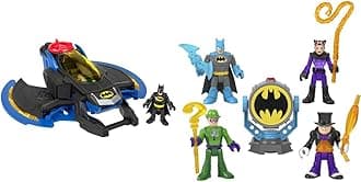 Imaginext ​Fisher-Price DC Super Friends Batwing DC Super Friends Bat-Tech Bat-Signal Multipack, figure set of 4 characters with lights and accessories for kids ages 3+